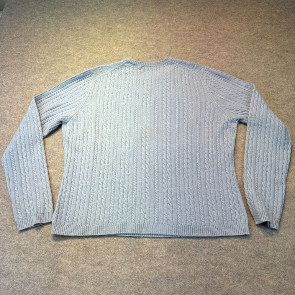 Valerie Stevens 100% Cashmere Cable Knit Sweater Powder Blue Size L - Picture 3 of 5